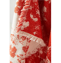 Load image into Gallery viewer, Anthropologie Floral Chenille Throw Blanket Large Orange Fringe Oblong Eco Plush