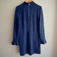 Load image into Gallery viewer, Blue patterned dress on a white background