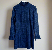 Load image into Gallery viewer, Blue patterned dress on a white background