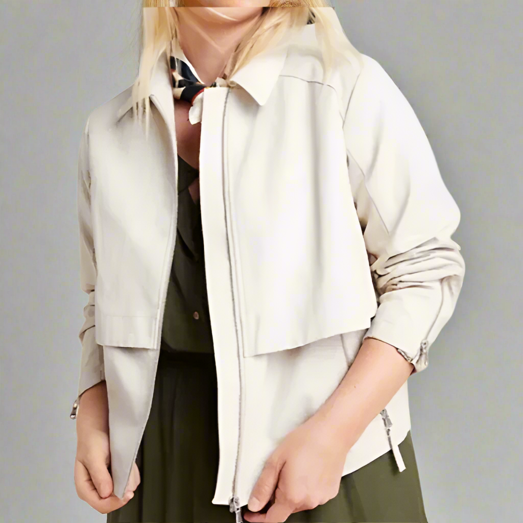 Anthropologie Cropped Anorak Off White Jacket Womens XL Vegan Faux Leather  Zip Up – Luxe Fashion Finds