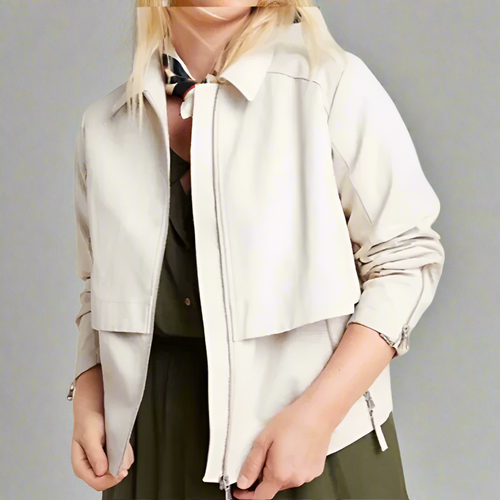 Anthropologie Jacket Crop Womens Extra Large Anorak Zip Up Vegan Faux Leather