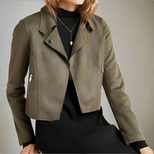 Load image into Gallery viewer, Anthropologie Moto Crop Jacket Womens Extra Large Open-Front Marrakech Khaki