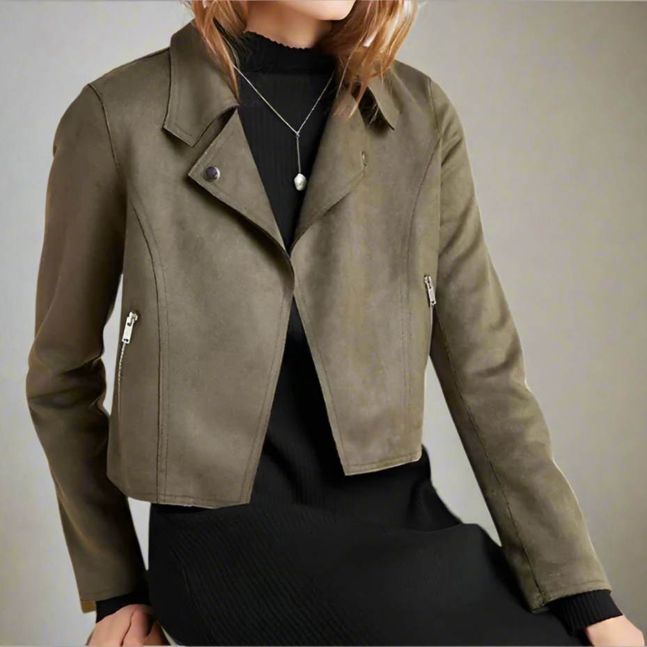 Anthropologie Moto Crop Jacket Womens Extra Large Open-Front Marrakech Khaki