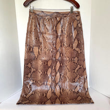 Load image into Gallery viewer, Anthropologie Pencil Skirt Womens 12 Brown Vegan Faux Leather Snake Print