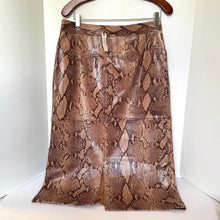 Load image into Gallery viewer, Anthropologie Pencil Skirt Womens 12 Brown Vegan Faux Leather Snake Print