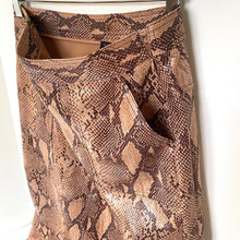 Load image into Gallery viewer, Anthropologie Pencil Skirt Womens 12 Brown Vegan Faux Leather Snake Print
