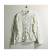Load image into Gallery viewer, Anthropologie White Cotton Anorak Jacket Floral Eyelet Drawstring XS