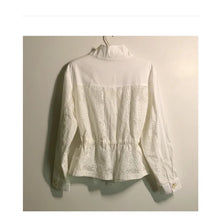 Load image into Gallery viewer, Anthropologie White Cotton Anorak Jacket Floral Eyelet Drawstring XS