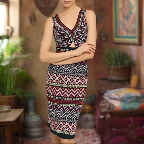 nthropologie_Women_s_Bodycon_Embroidered_Boho_Knit_Sleeveless_V-Neck_Dress