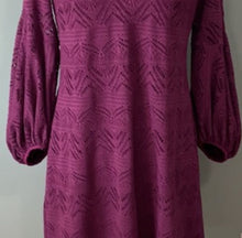 Load image into Gallery viewer, Anthropologie Women&#39;s V-Neck Bishop Sleeve Lace A-Line Knit Purple Dress -XS