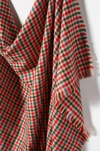 Anthropologie Scarf Womens Red Plaid Check Fringed Long Wrap Soft