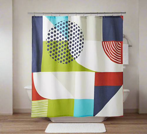 Arren Williams Shower Curtain Cotton Abstract 72x72 Oeko-Tex Multicolor Geometric