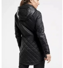 Load image into Gallery viewer, Athleta Bayview Hooded Coat Womens Large Petite Black Quilted Jacket Winter