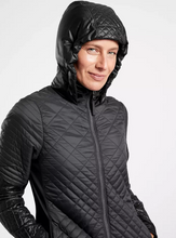 Load image into Gallery viewer, Athleta Bayview Hooded Coat Womens Large Petite Black Quilted Jacket Winter