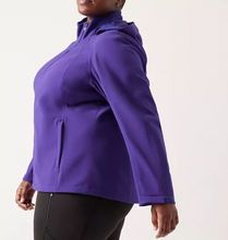 Load image into Gallery viewer, Athleta Glacier Softshell Hooded Jacket Womens 1X Plus Purple Training Repellent