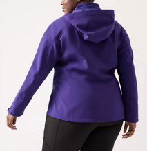 Load image into Gallery viewer, Athleta Glacier Softshell Jacket Womens 1X Plus Hooded Purple Training Repellent