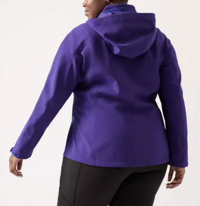 Athleta Glacier Softshell Hooded Jacket Womens 1X Plus Purple Training Repellent