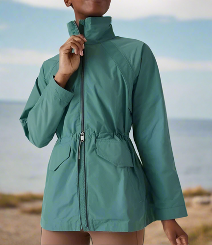 Athleta Westerly Jacket Womens XS Blue Travel Rain Coat Windbreaker Repellent 