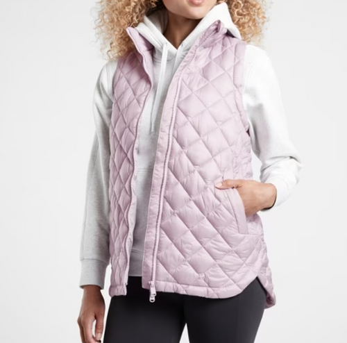 Athleta Whisper Featherless Puffer Vest Womens Small PETITE Purple 599504