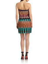 Load image into Gallery viewer, BCBG Maxazria Dress Womens Large Strapless Mini Tribal Pleated Georgette Taja