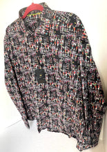 Load image into Gallery viewer, BERTIGO Dalan Shirt Mens 2XL XXL Black Multi Button Up City Dress Stretch