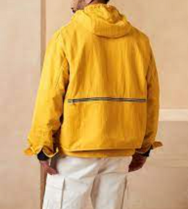 Banana Republic Hooded Nylon Jacket Mens Large Yellow Archives Repellant Pockets