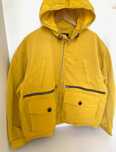 Banana Republic Hooded Nylon Jacket Mens Large Yellow Archives Repellant Pockets