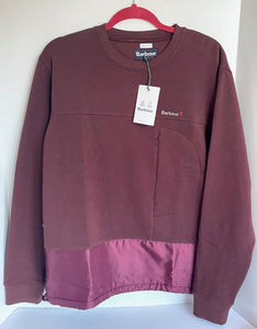 Barbour Bowfell Sweater Mens Medium Brown Crewneck Fleece Sweatshirt Pullover