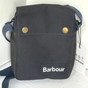 Barbour Highfield Flight Bag Blue Slim Crossbody Adjustable Zip Snap Lined