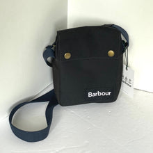 Load image into Gallery viewer, Barbour Highfield Flight Bag Blue Slim Crossbody Adjustable Zip Snap Lined