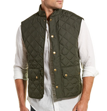 Load image into Gallery viewer, Barbour Lowerdale Gilet Quilted Vest Mens Large Green Stand Collar Pockets