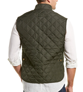 Barbour Lowerdale Gilet Quilted Vest Mens Large Green Stand Collar Pockets