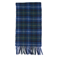 Load image into Gallery viewer, Barbour Tartan Plaid Lambswool Scarf Mens Blue Long Fringed Classic Seaweed