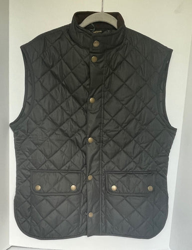 Barbour Lowerdale Gilet Quilted Vest Mens Large Green Stand Collar Pockets