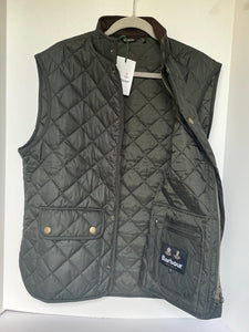 Barbour Lowerdale Gilet Quilted Vest Mens Large Green Stand Collar Pockets