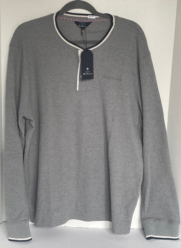 Ben Sherman Henley Shirt Mens Extra Large XL Gray Regular Fit Waffle Knit Pullover