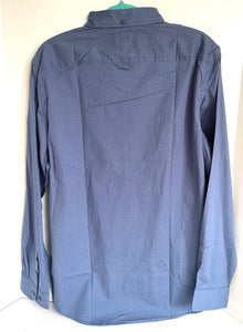Ben Sherman Shirt Mens Large Blue Button-Down Regular Fit Cotton Print