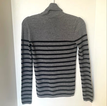 Load image into Gallery viewer, Birgitte Herskind Bob Merino Wool Turtleneck Sweater Striped Gray Womens Small