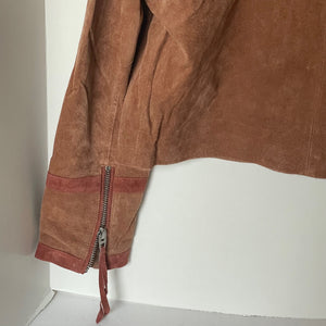 BlankNYC Caramel Sauce Suede Jacket Womens Medium Brown Sherpa Collar