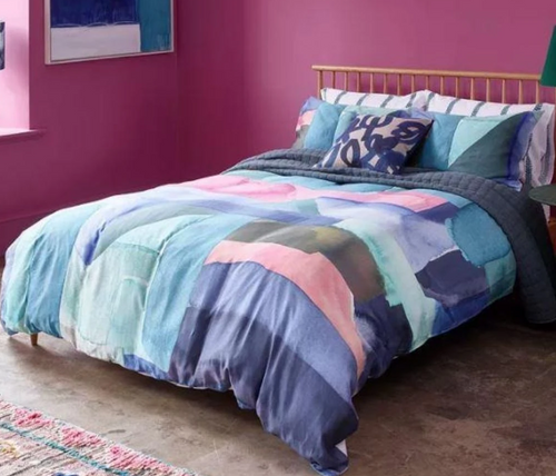 Bluebellgray Queen Duvet Cover Set 3-Piece Cotton Colorist Abstract Watercolor