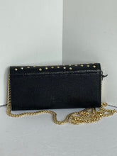 Load image into Gallery viewer, Brian Atwood Black Leather Studded Chain Wallet Clutch
