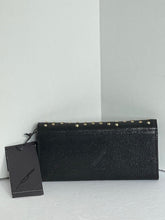 Load image into Gallery viewer, Brian Atwood Black Leather Studded Chain Wallet Clutch