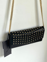 Load image into Gallery viewer, Brian Atwood Black Leather Studded Chain Wallet Clutch
