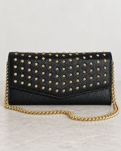 Load image into Gallery viewer, Brian Atwood Black Leather Studded Chain Wallet Clutch