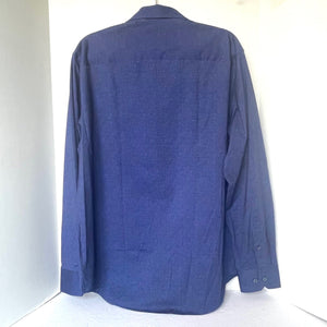 Bugatchi OoohCotton Stretch Shirt Mens XL Blue Easy Care Comfort Stretch Dress