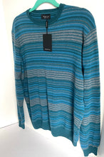 Load image into Gallery viewer, Bugatchi Sweater Mens Medium Blue Wool Cashmere Crewneck Striped Knit Italy
