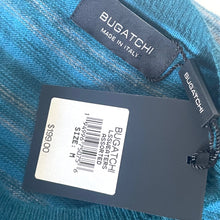 Load image into Gallery viewer, Bugatchi clothing tag on a blue fabric background