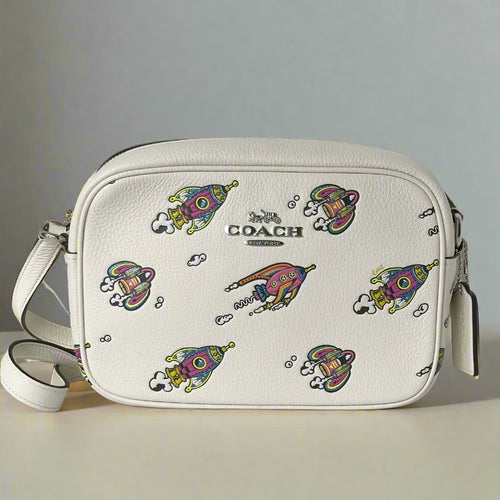 COACH CW028 Cosmic Jamie Camera Bag Rocket Crossbody Leather White
