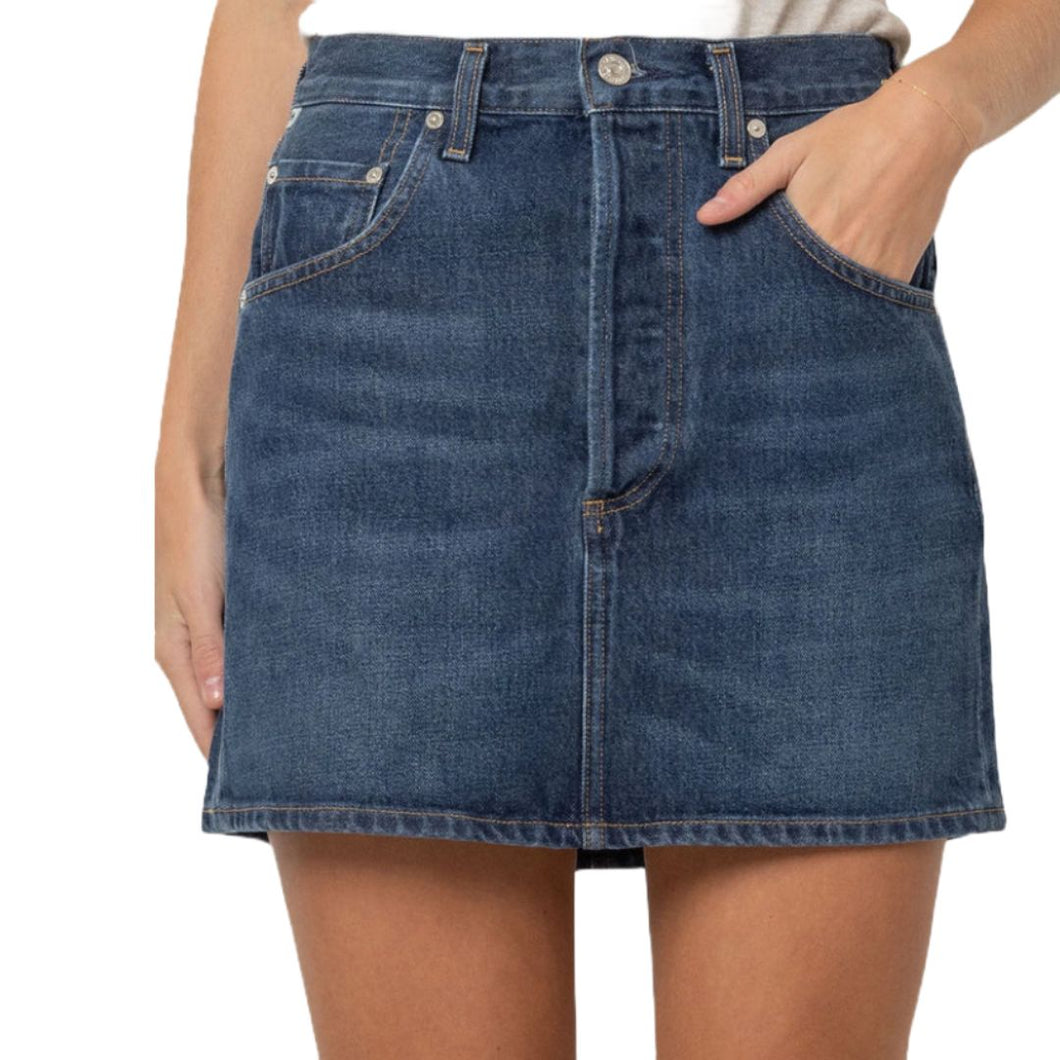 Citizens of Humanity Eden Denim Mini Skirt A-Line Blue Notions Organic Cotton