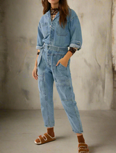 Load image into Gallery viewer, Citizens of Humanity Willa Denim Utility Jumpsuit Small Blue Tapered Leg Relaxed